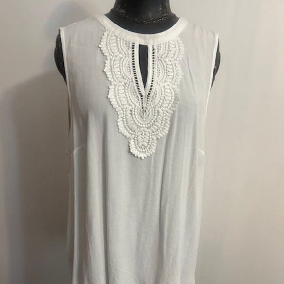 Daniel Rainn White Quin Keyhole Crochet sleeveless top, size XXL - Picture 1 of 6